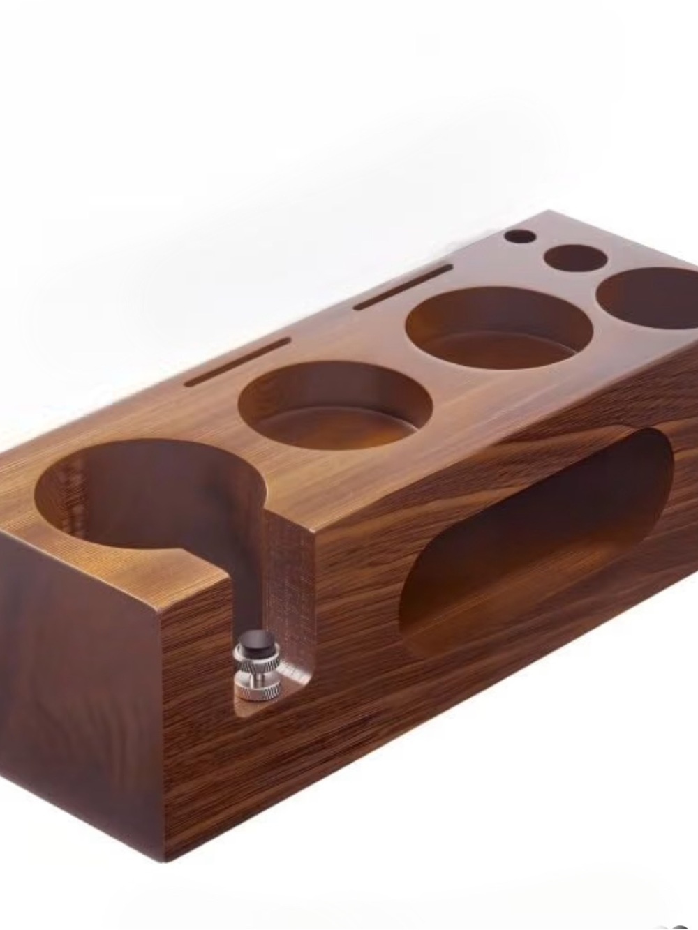 Teyearlife Wood 3 Holes Coffee Machine Espresso Tamper Station Stand No Mats
